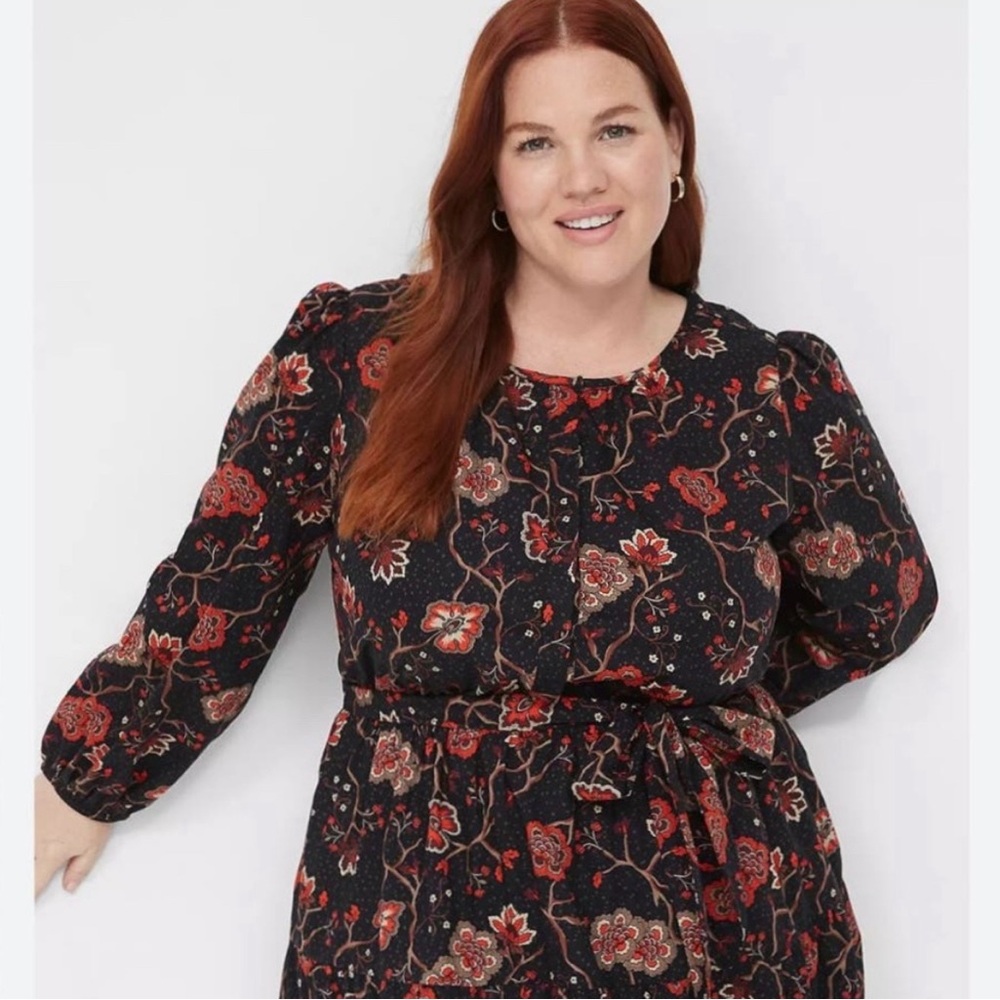 Button-Down Bodice Tiered Fit & Flare Dress by Lane Bryant size 18